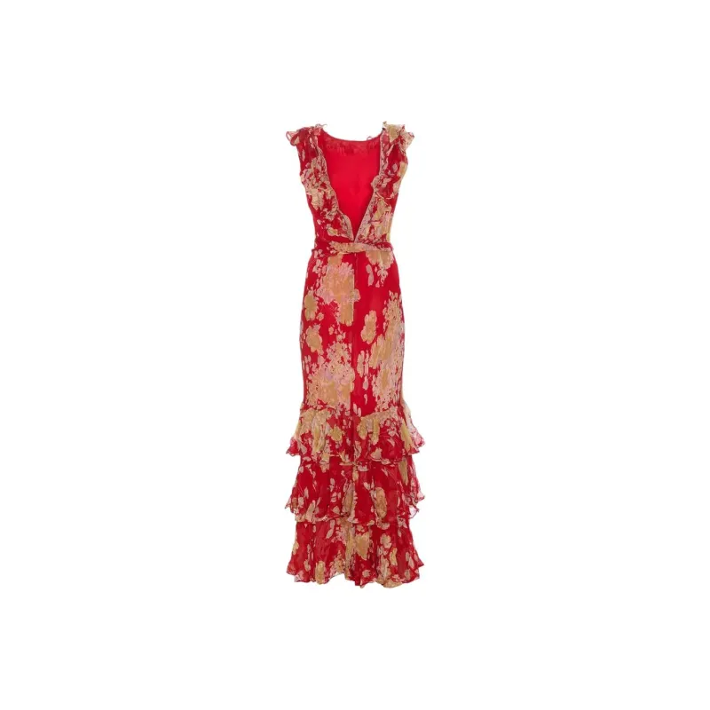 Rixo Floral Ruffled Midi Dress-1