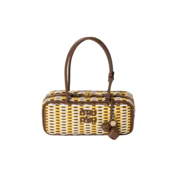 MIU MIU Beau Calfskin Shoulder Bag Women's Yellow & Brown
