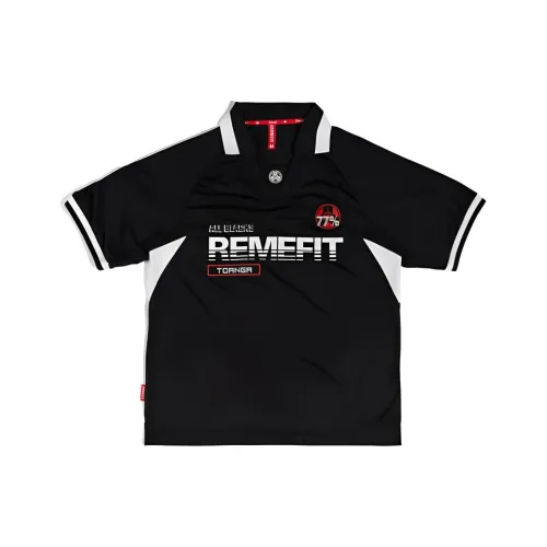 REMEFIT 블랙 남녀공용 티셔츠