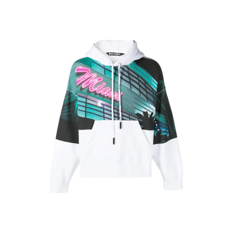 PALM ANGELS Graphic Printed Drawstring Hoodie-0