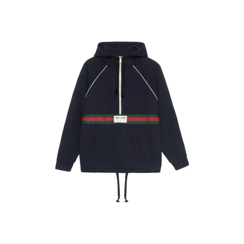 GUCCI Web stripe Cotton Hoodie-0