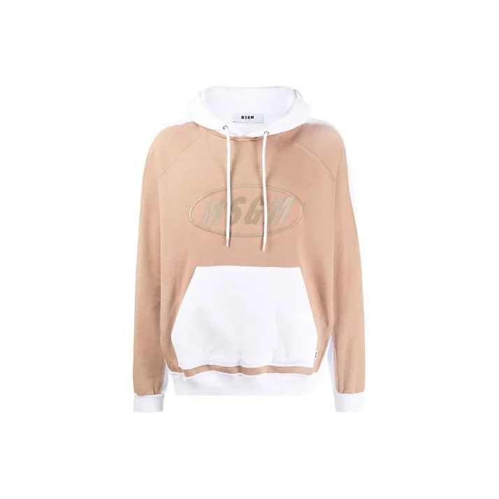 MSGM Embroidered Logo Colour Block Hoodie-0