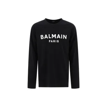 BALMAIN Logo Printed Long Sleeve T Shirt