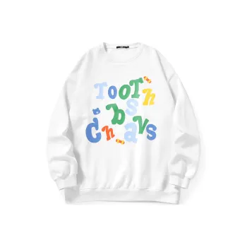 Bt Crew Neck Loose Fit Regular Sweatshirt Winter Unisex White
