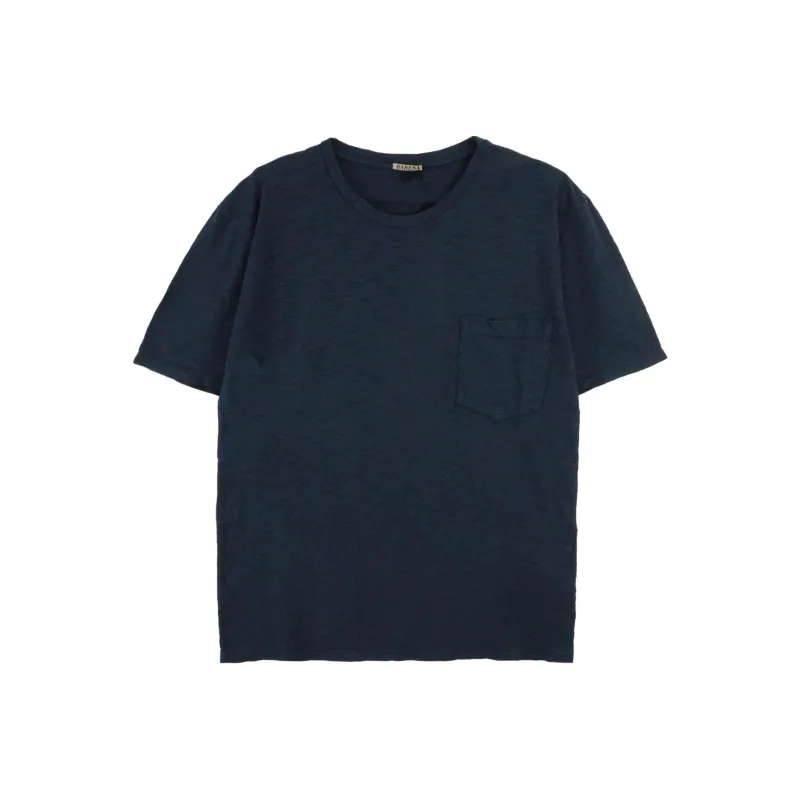 BARENA Solid Color Crew Neck Pullover Straight Fit Short-Sleeved T-Shirt Men's Navy-0