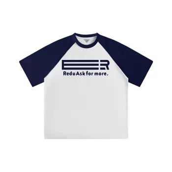 REDU T Shirt Unisex White & Navy Blue Sleeves