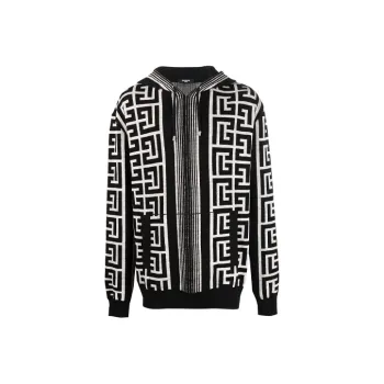 BALMAIN Maxi Monogram Drawstring Hoodie