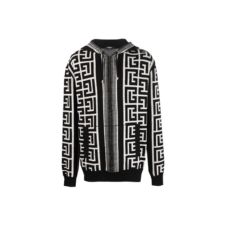 BALMAIN Maxi Monogram Drawstring Hoodie-0