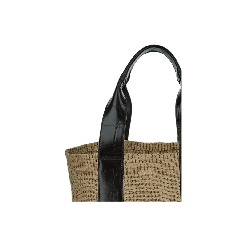 Chloe Paper Handbag Tubas Women's Beige-3