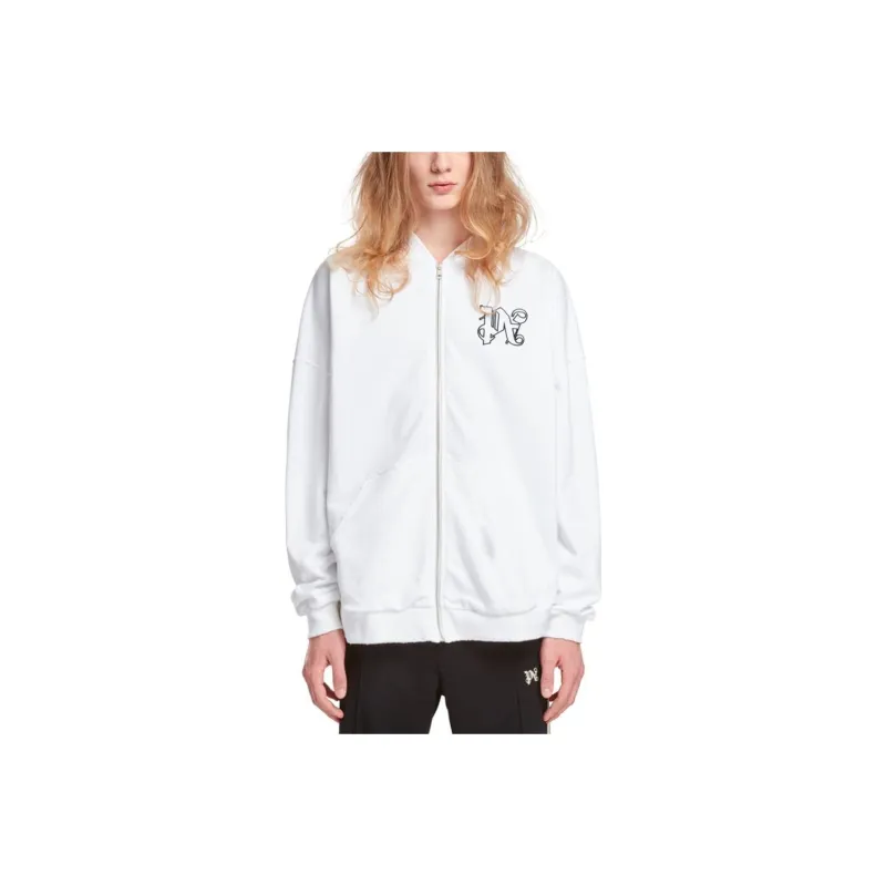 PALM ANGELS Monogram Embroidered Cotton Hoodie-0