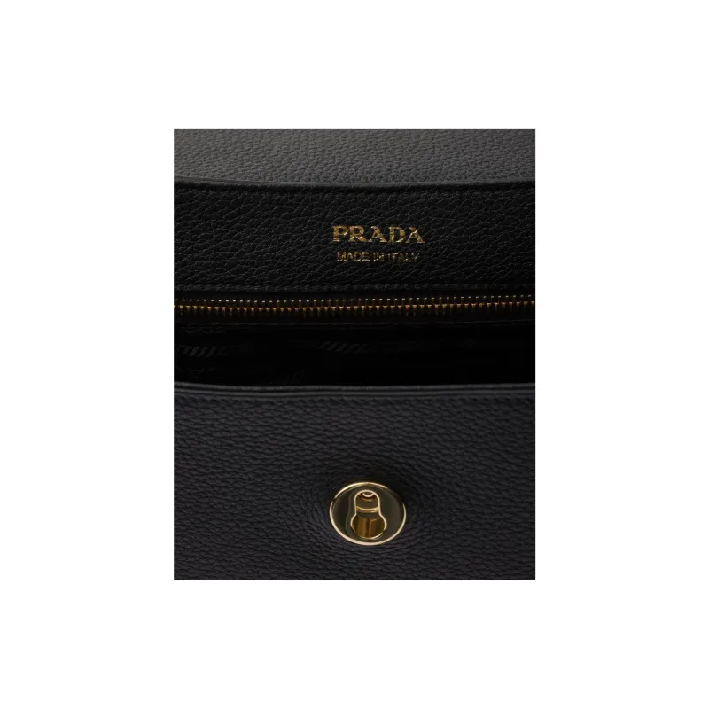 PRADA Calfskin Shoulder Bag Small Size Men's Black-3