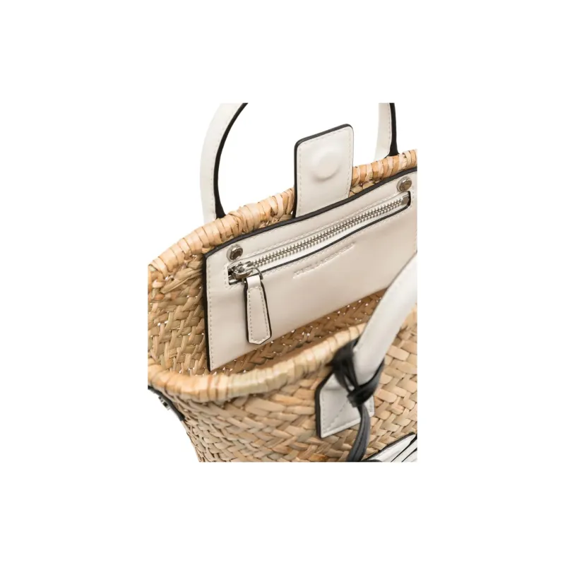 KARL LAGERFELD K/SIGNATURE Straw Tote Bag, Shopping Bag, Handbag Trumpets Women's Light Brown-2