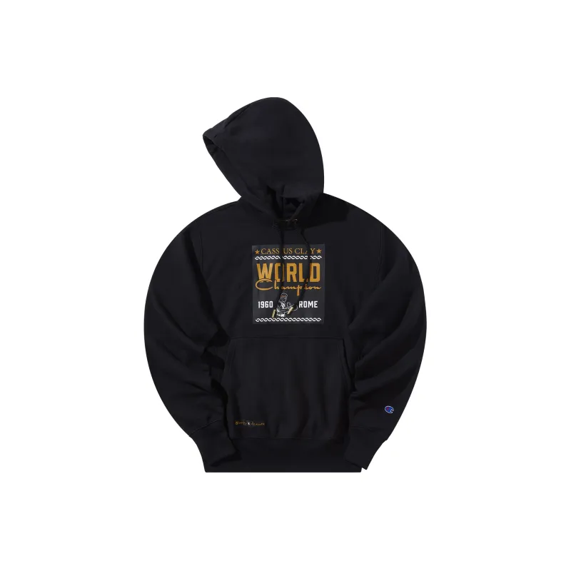 Champion Muhammad Ali Hooded Loose Fit Heavyweight Sweatshirt Fall And Winter US Version Unisex Black-0