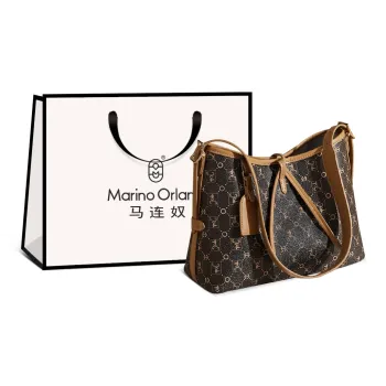 Marino Orlandi Synthetic Leather With PVC Tote Bag, Shopping Bag, Crossbody Bag, Shoulder Bag Women's Apricot/Coffee