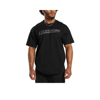 GYMSHARK Drop Shoulder Sleeve T Shirt Men's Black