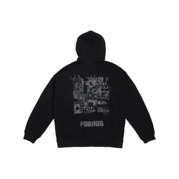 FORHUG Hooded Loose Fit Regular Sweatshirt Unisex Black