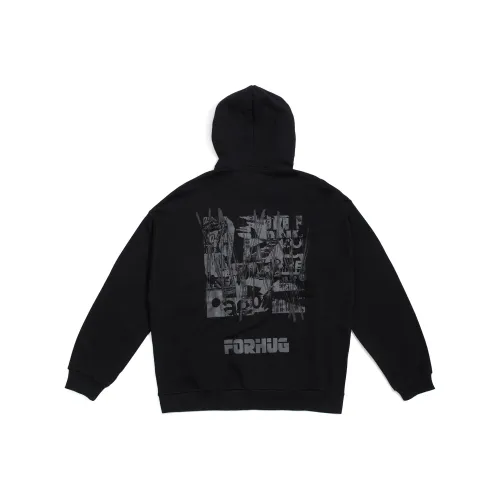 FORHUG Hooded Loose Fit Regular Sweatshirt Unisex Black