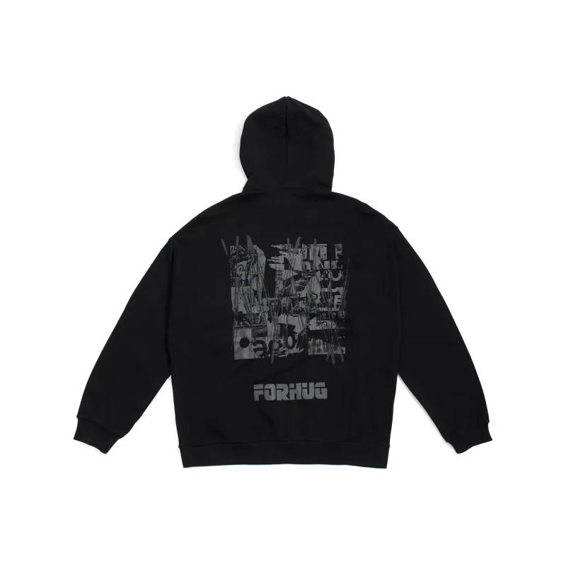 FORHUG Hooded Loose Fit Regular Sweatshirt Unisex Black-0