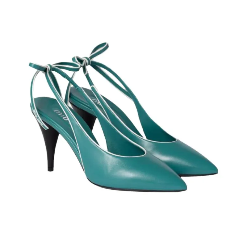 MIU MIU Slim Heel High Heels 8.5cm Women's Peacock Blue-2