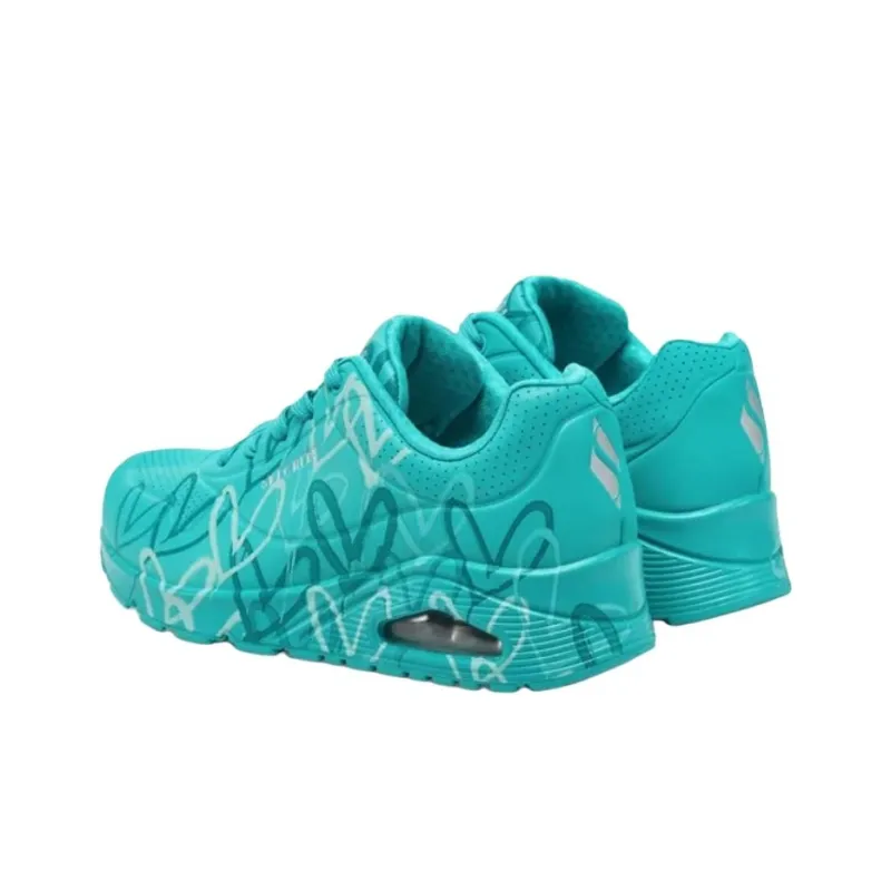 JGoldcrown x Skechers Uno Anti Slip Wear Resistant Low Top Casual Shoes Women's Blue-3