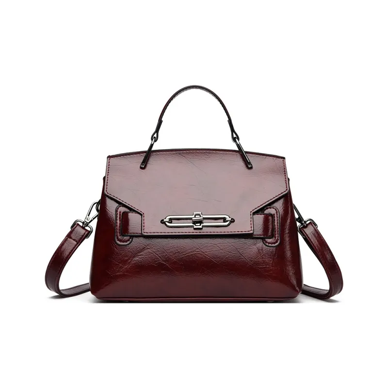 Yalu Waxed Leather Shoulder Bag, Crossbody Bag, Handbag Women's Multicolor-7