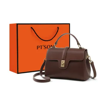 PT'SON Cow Leather Shoulder Bag, Crossbody Bag, Handbag Regular Women's Dark Coffee