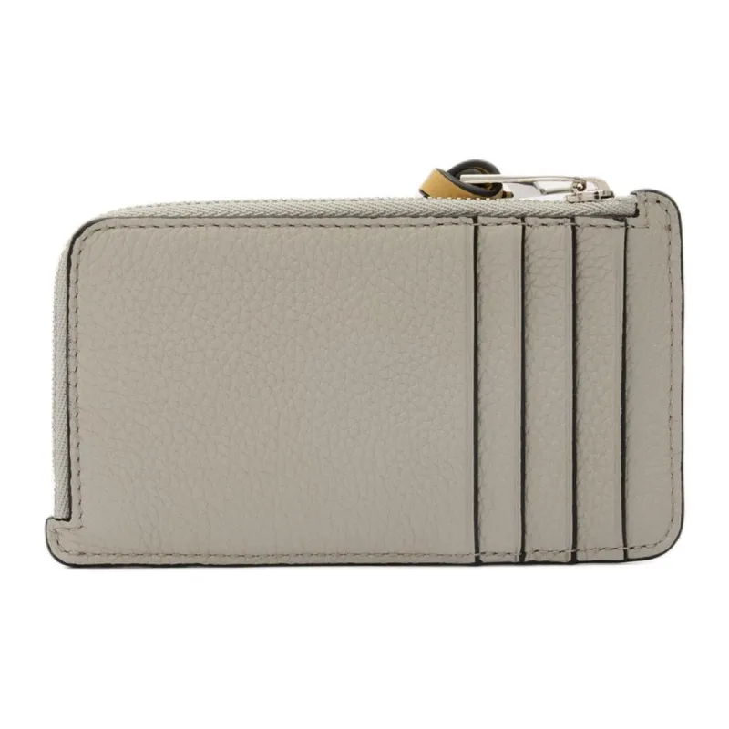 LOEWE Cow Leather Card Holder Women's Gray & Green-1