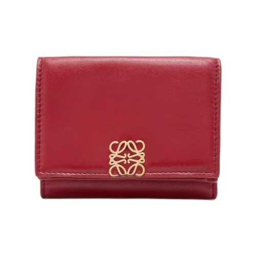 LOEWE Anagram Bright Nappa Calfskin Wallet Women's Red