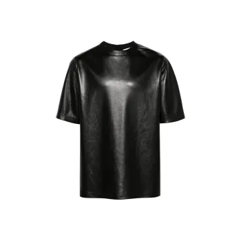 NANUSHKA Drop shoulder Faux leather T shirt