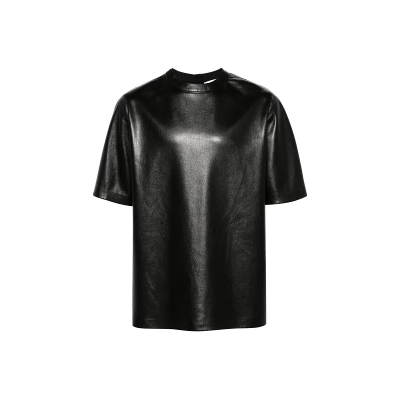 NANUSHKA Drop shoulder Faux leather T shirt-0