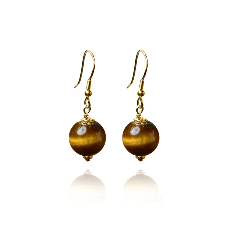 Tokai Family Tiger's Eye Stone Hoop Earrings Women's-10