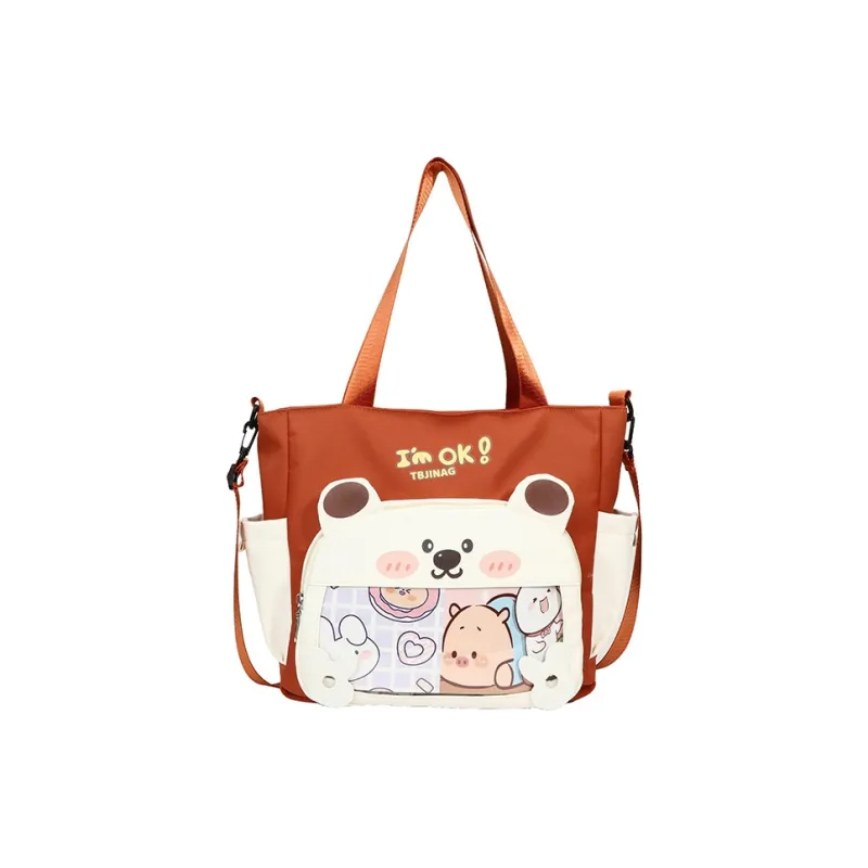 Deli Bear Oxford Shoulder Bag Women's Pink/Purple/Khaki/Saffron/Black-15