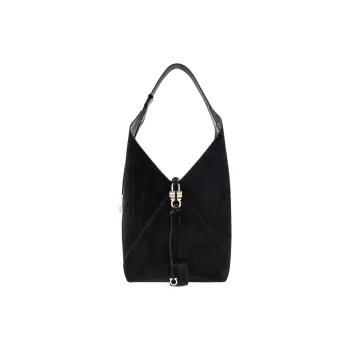 FERRAGAMO Suede Hobo Bag Shoulder Bag Women's Black