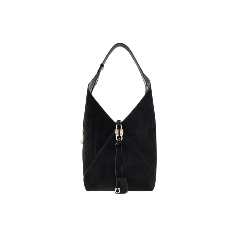 FERRAGAMO Suede Hobo Bag Shoulder Bag Women's Black-0