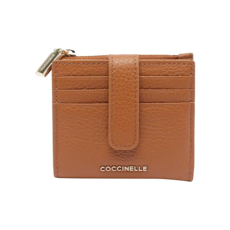 COCCINELLE Grain Leather Wallet Trumpets Women's Brown-0