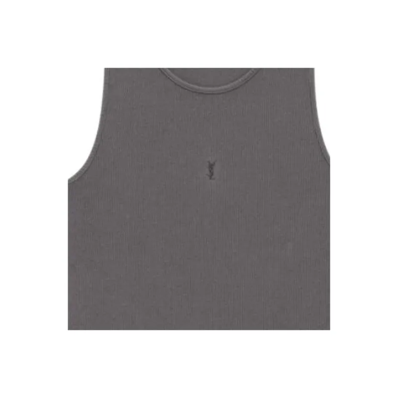 SAINT LAURENT Cassandre Ribbed Tank Top-5
