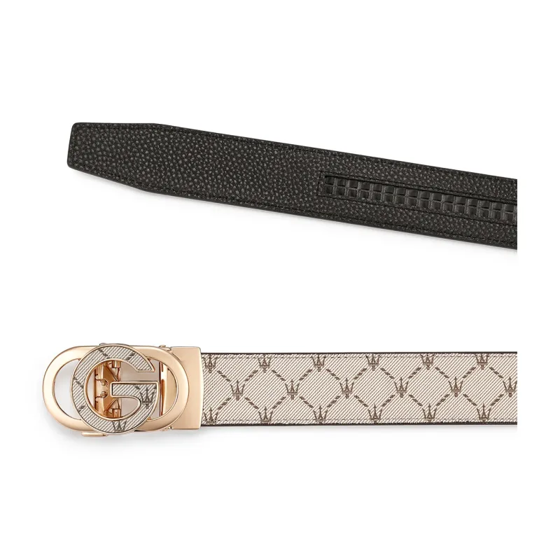 Maserati PVC With Cow Leather Belt Men's Apricot Width 3.55cm-5
