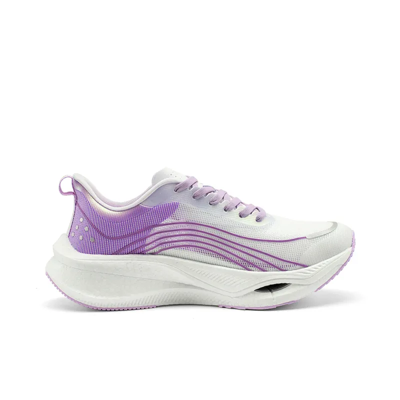 ALI THE FOX Cushioned Wear Resistant Breathable Impact Resistant Lightweight Low Top Running Shoes Men's White Purple-3