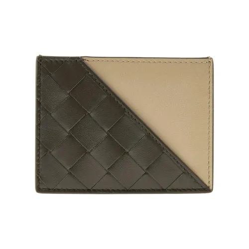 Bottega Veneta Intrecciato Leather Card Holder Women's Khaki & Beige