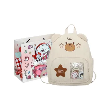 MOM'S HELPER Nylon Fabric Backpack Women's White/Light Khaki/Dark Khaki