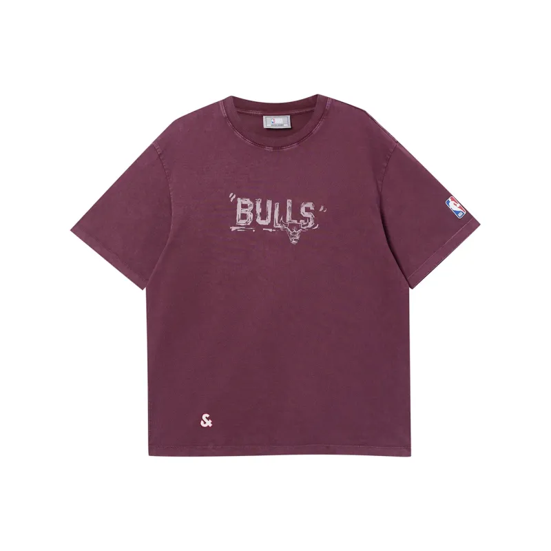 JACK JONES· x NBA Jack&Jones X Bulls Nba T Shirt Men's E15 Burgundy-0