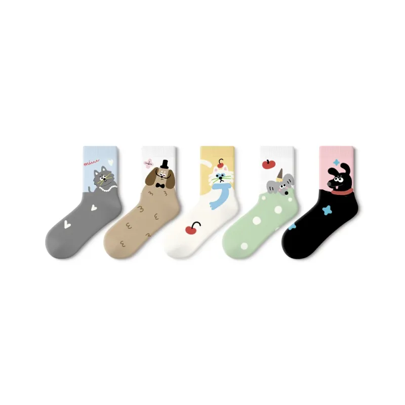 Primeet Mid Calf Socks Women's 5 Pack-30