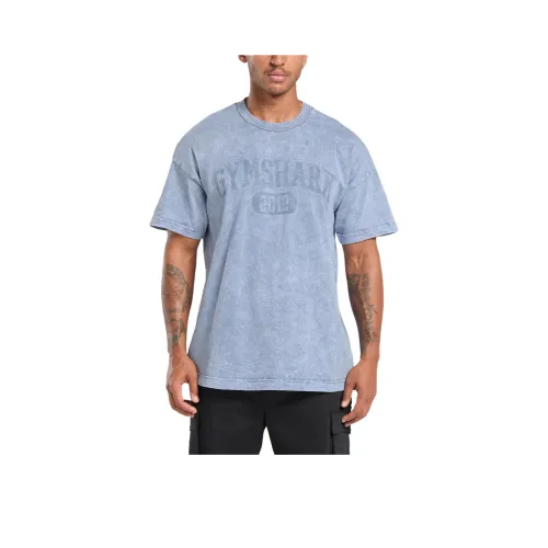 GYMSHARK Collegiate Shadow Washed T Shirt Men's Faded Blue