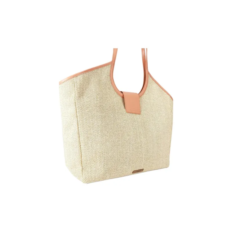 Kurt Geiger London Chelsea Canvas Bag Tote Bag Shopping Bag Handbag Large Size Women's Beige & Pink-2