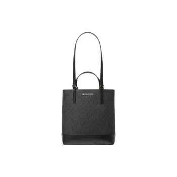MICHAEL KORS Kelli Coated Canvas Tote Bag, Shopping Bag, Shoulder Bag, Handbag Trumpets Women's Black