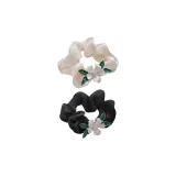 Gardenia Hair Tie-White+Black