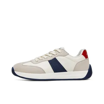 HANG TEN Classic Vintage Anti Slip And Wear Resistant Lightweight Rebound Low Top Casual Shoes Men's Beige Blue
