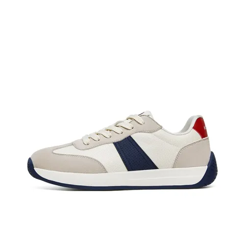 HANG TEN Classic Vintage Anti Slip And Wear Resistant Lightweight Rebound Low Top Casual Shoes Men's Beige Blue