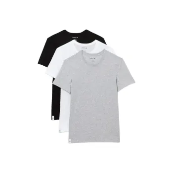 LACOSTE T Shirts Men 3 Pack Black+White+Gray