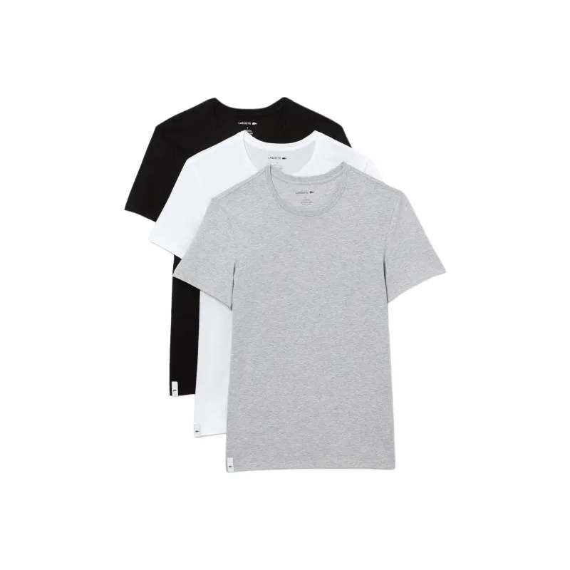 LACOSTE T Shirts Men 3 Pack Black+White+Gray-0